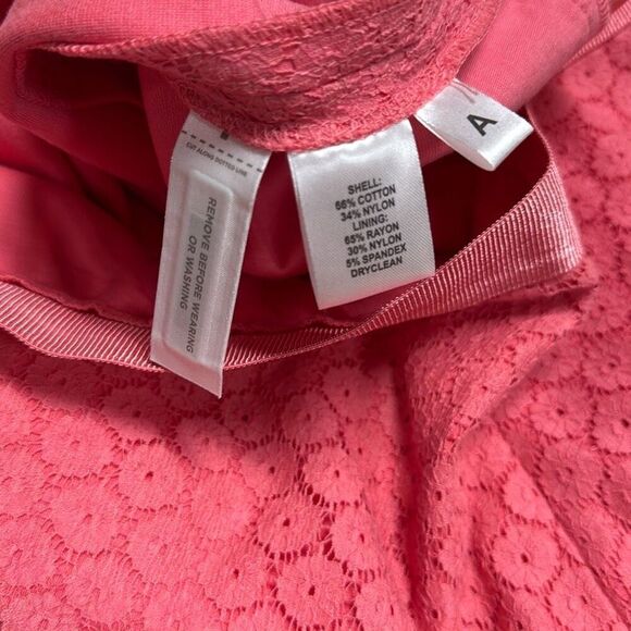Ann Taylor Loft Womens Pink Lace Overlay Lined Scallop Hem Skirt Size 14 - Picture 5 of 5